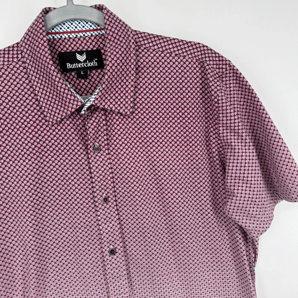 Buttercloth Men's Short‎ Sleeve Button Down Shirt Geometric Print